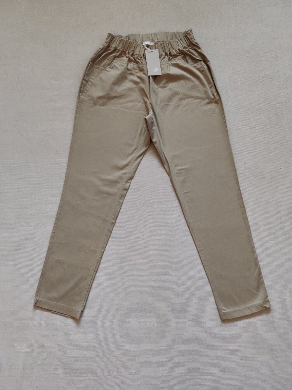 UCHUU Montreal Women’s Size 2 Cotton Spandex Pull On Trousers Pants Beige Khaki